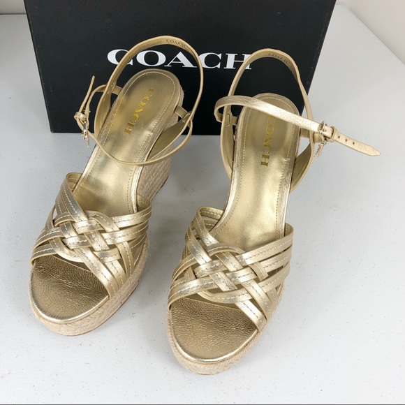 New Coach Wedge Heel Gold size 10B (Box P) - Picture 4 of 8